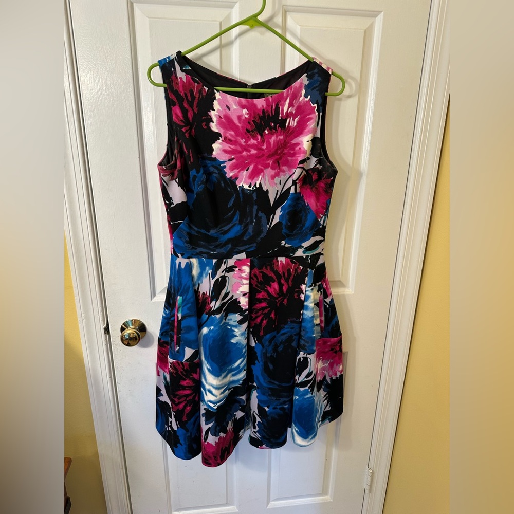 Taylor Women's Floral Midi Dress - Black, Pink, Blue